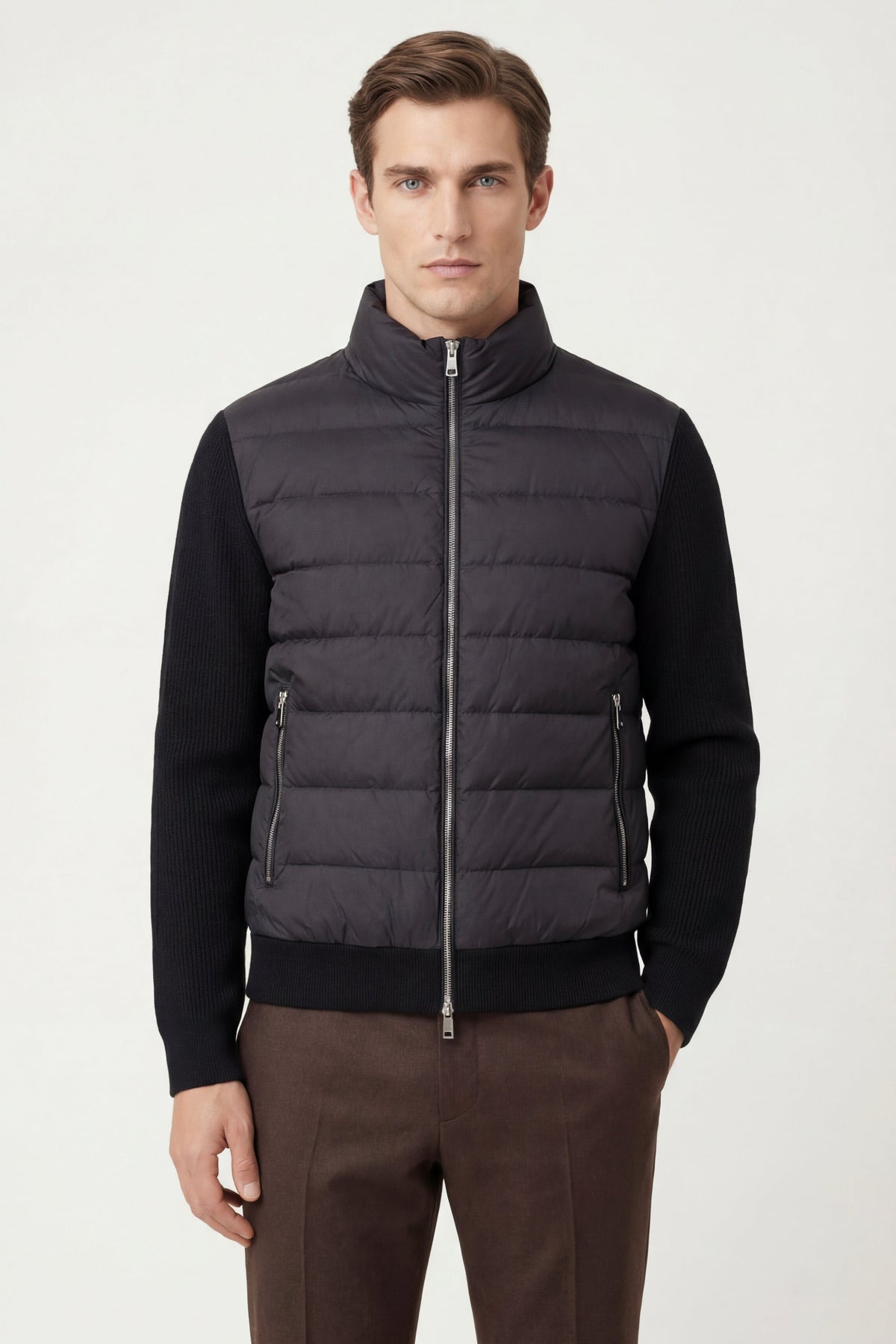 Ferrara Quilted Knit Hybrid Jacket Black