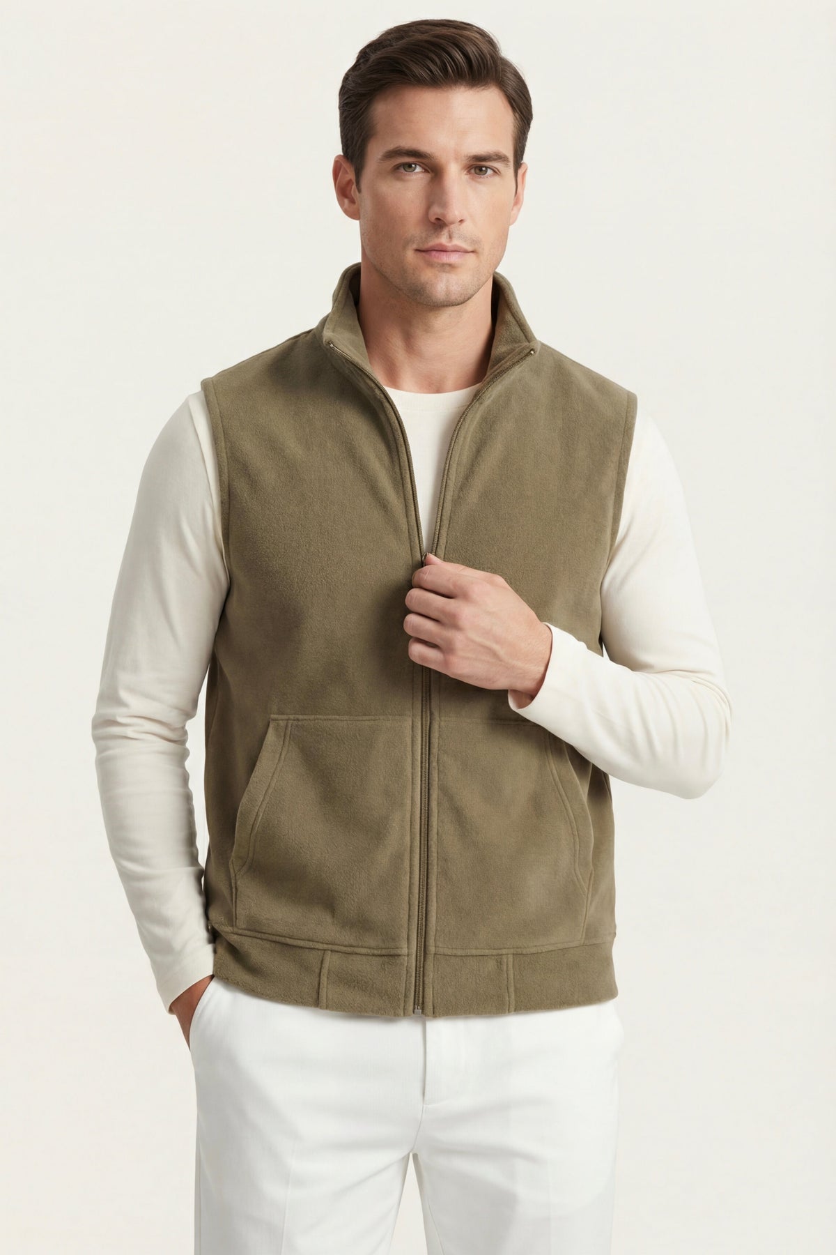 Livigno Brushed Fleece Vest Olive