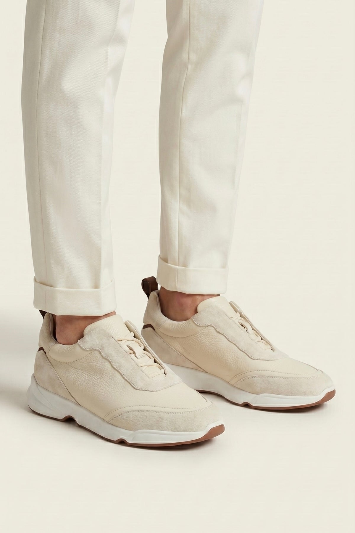 Livorno Leather Slip-On Runner Cream White