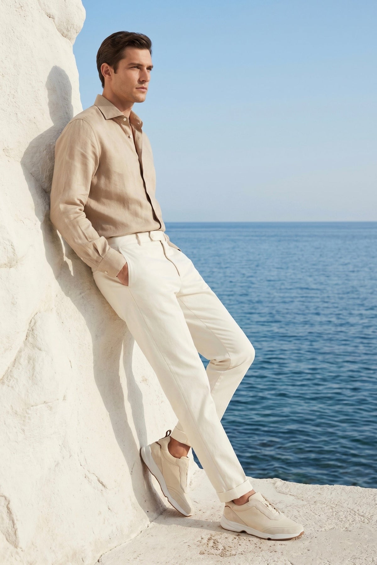 Livorno Leather Slip-On Runner Cream White