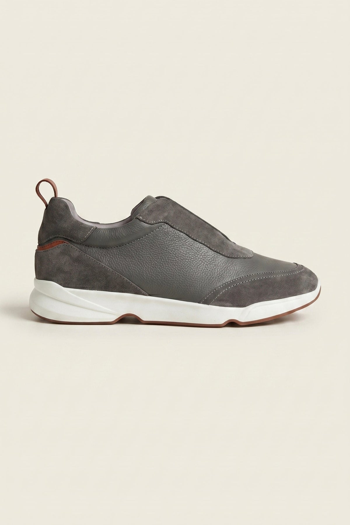 Livorno Leather Slip-On Runner Dark Grey