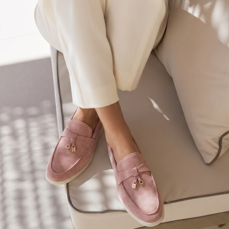 Wildleder-Slipper Damen Mauve