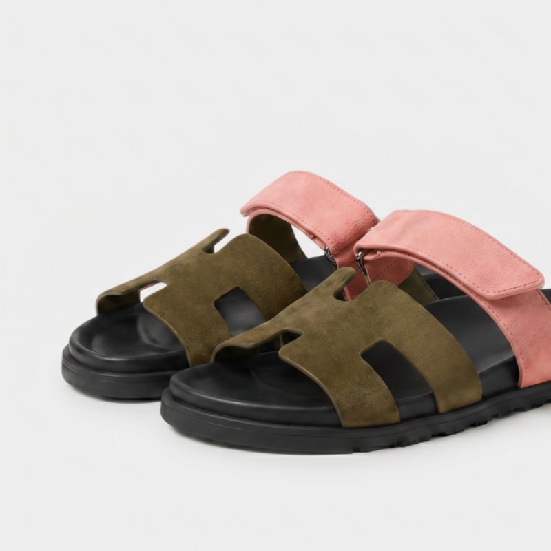 Cannes Suede Slide Women Olive Coral