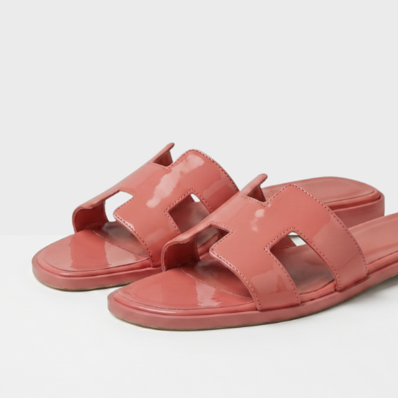 Riviera Flat Slide Women Coral Patent