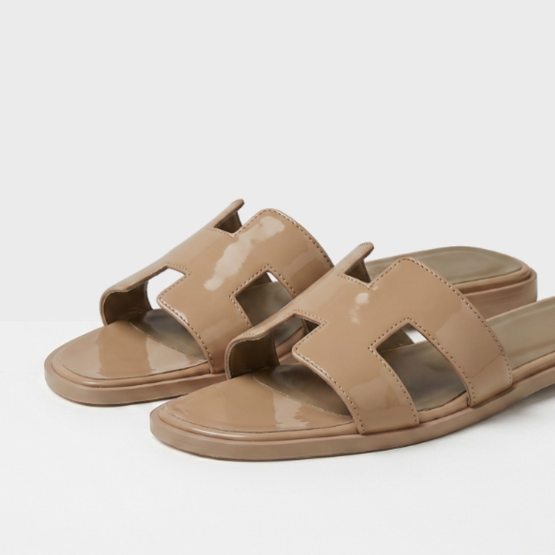Riviera Flat Slide Women Nude Patent