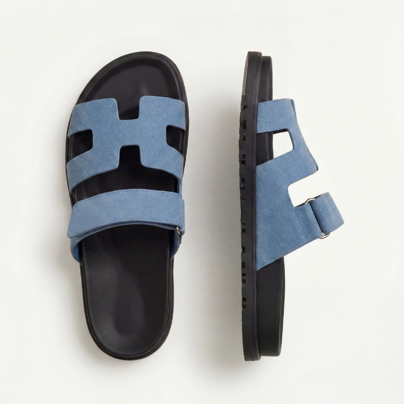Cannes Slide Suede Slate Blue