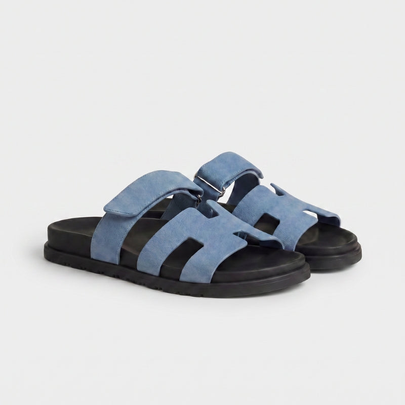 Cannes Slide Suede Slate Blue