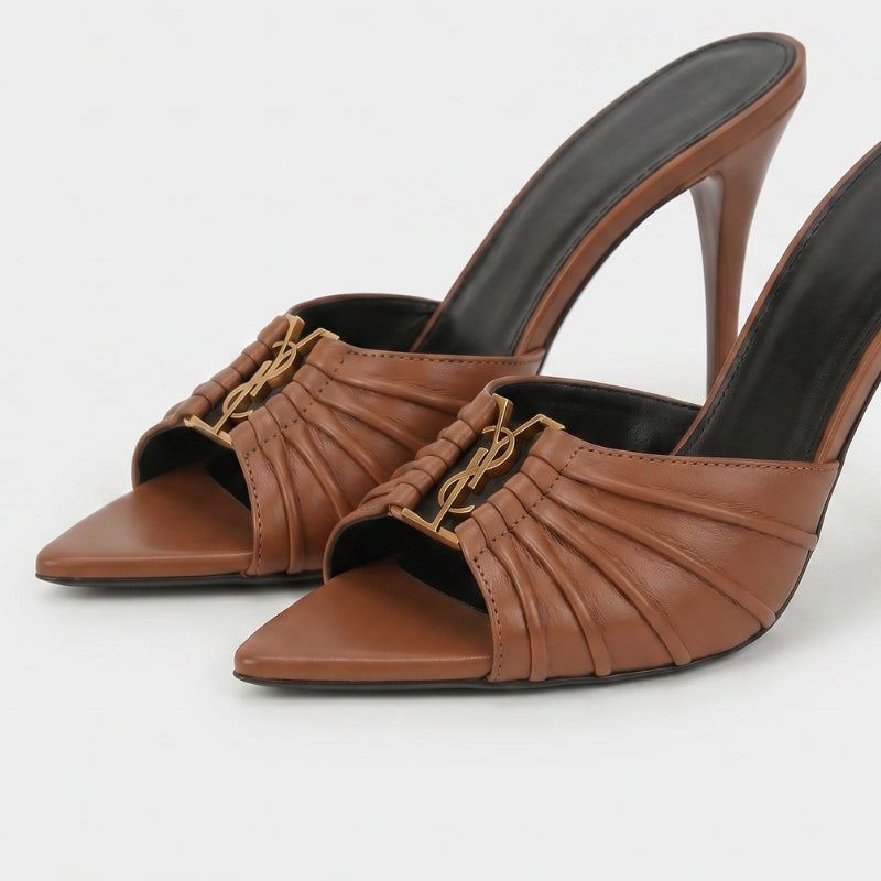 Capri Patent High Heels Brown