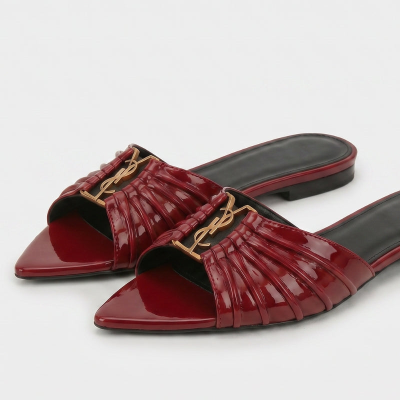 Capri Patent Flats Burgundy