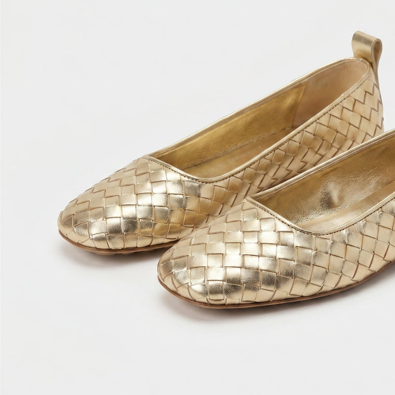 Riva Woven Ballet Shoes Women Gold