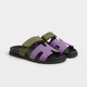 Cannes scamosciato slider donna oliva lilla