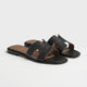 Riviera Flat Slide Women Black Stitch