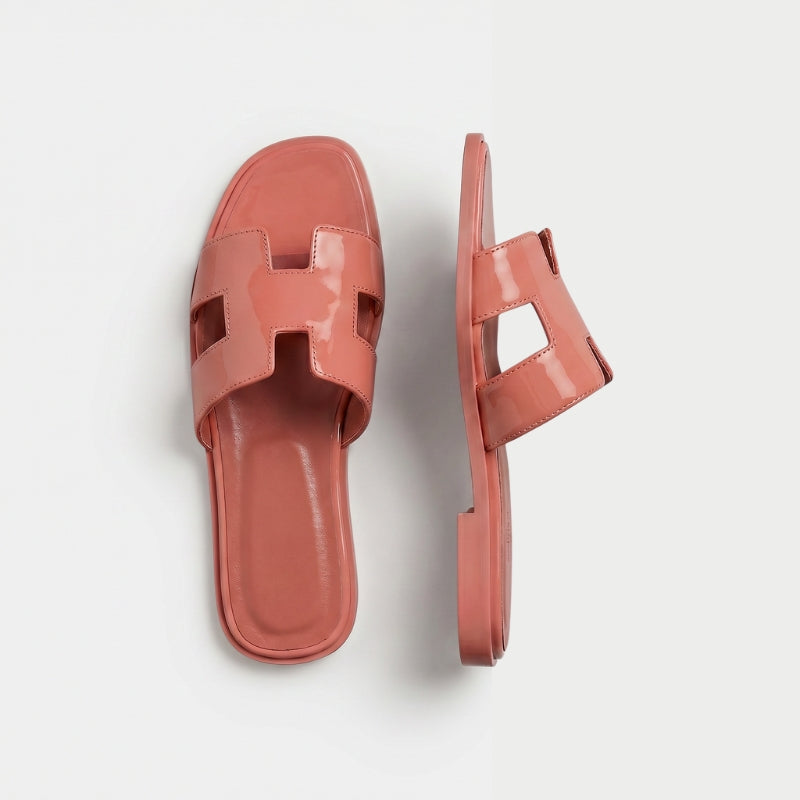 Riviera Flat Slide Women Coral Patent