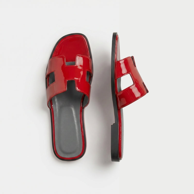 Riviera Flat Slide Women Red Patent