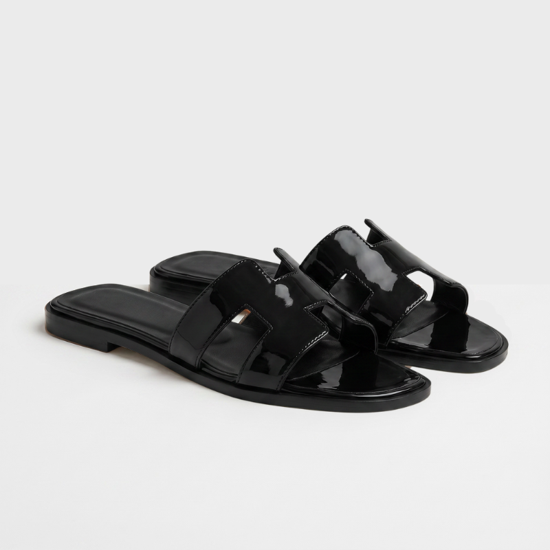 Riviera Flat Slide Women Black Patent