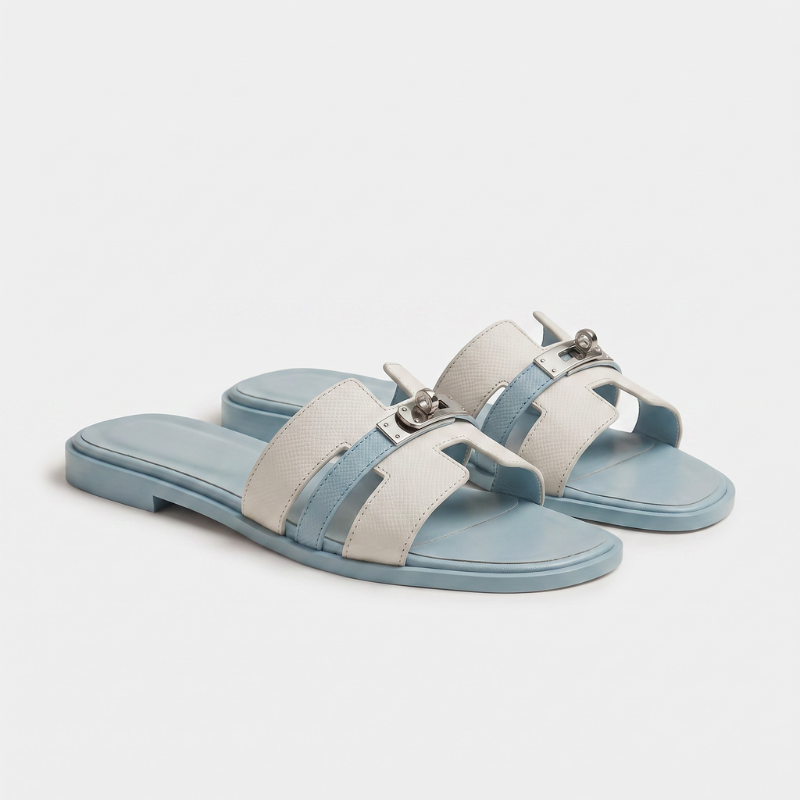 Marbella Slide Women White & Powder Blue