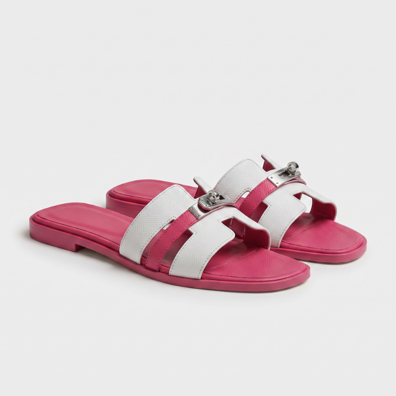 Marbella Slide Women White & Fuchsia