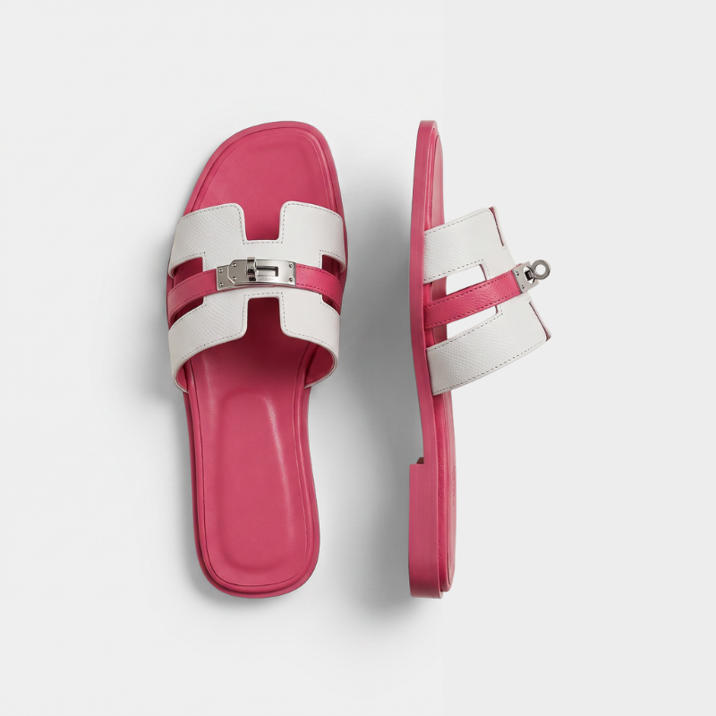 Marbella Slide Women White & Fuchsia