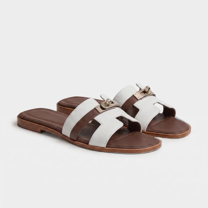 Marbella Slide Women White & Brown