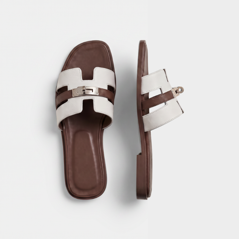 Marbella Slide Women White & Brown