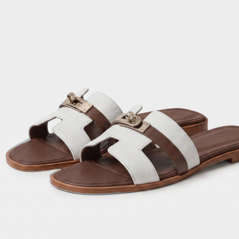 Marbella Slide Women White & Brown