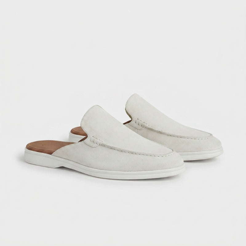 Positano Suede Mule Chalk White