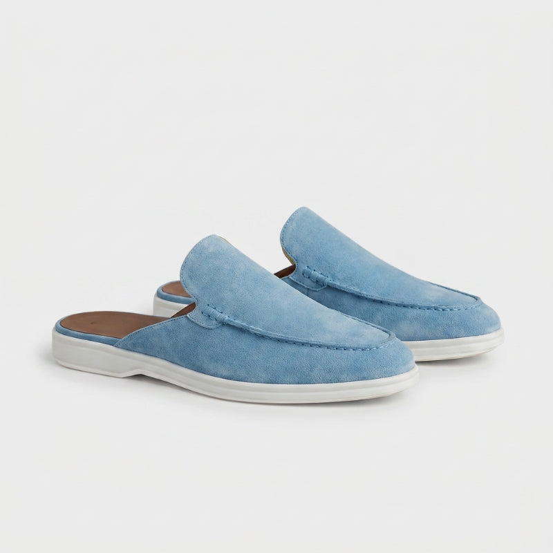 Positano Suede Mule Sky Blue