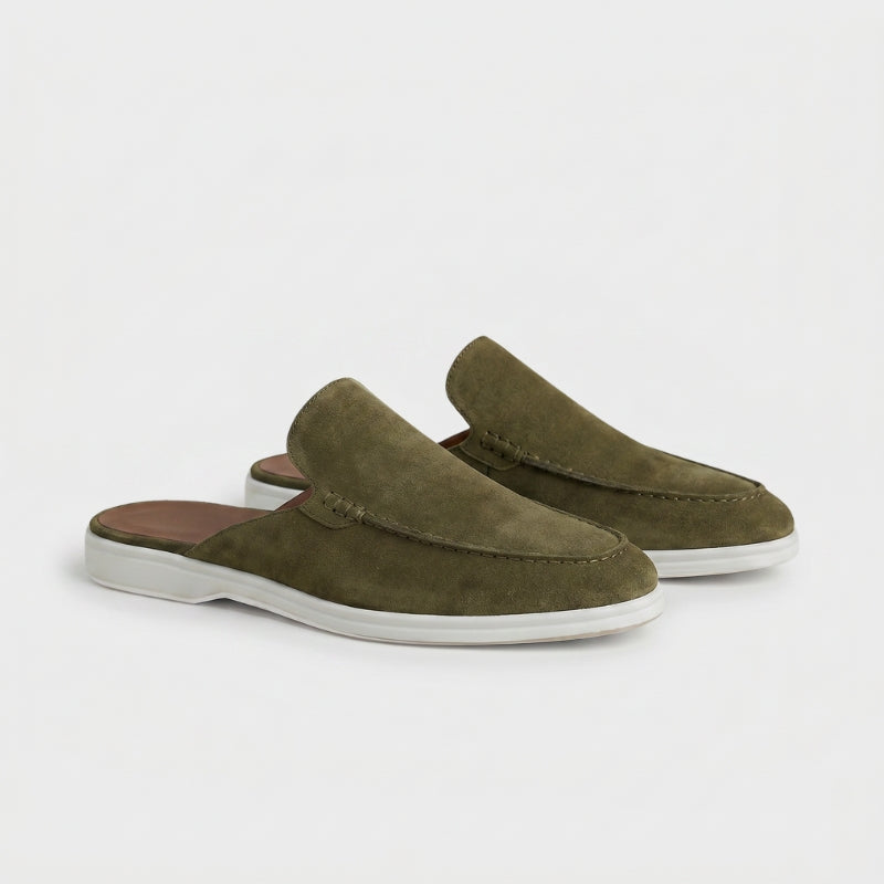 Positano Suede Mule Dark Green
