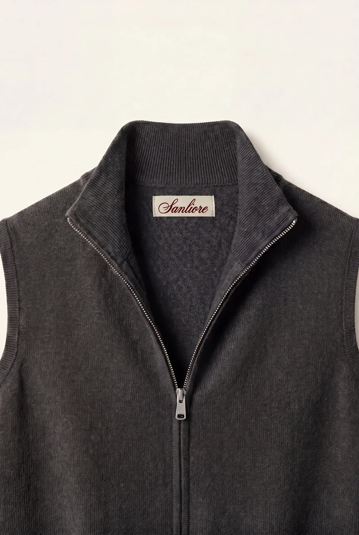 Biella Merino Zip Vest Dark Grey