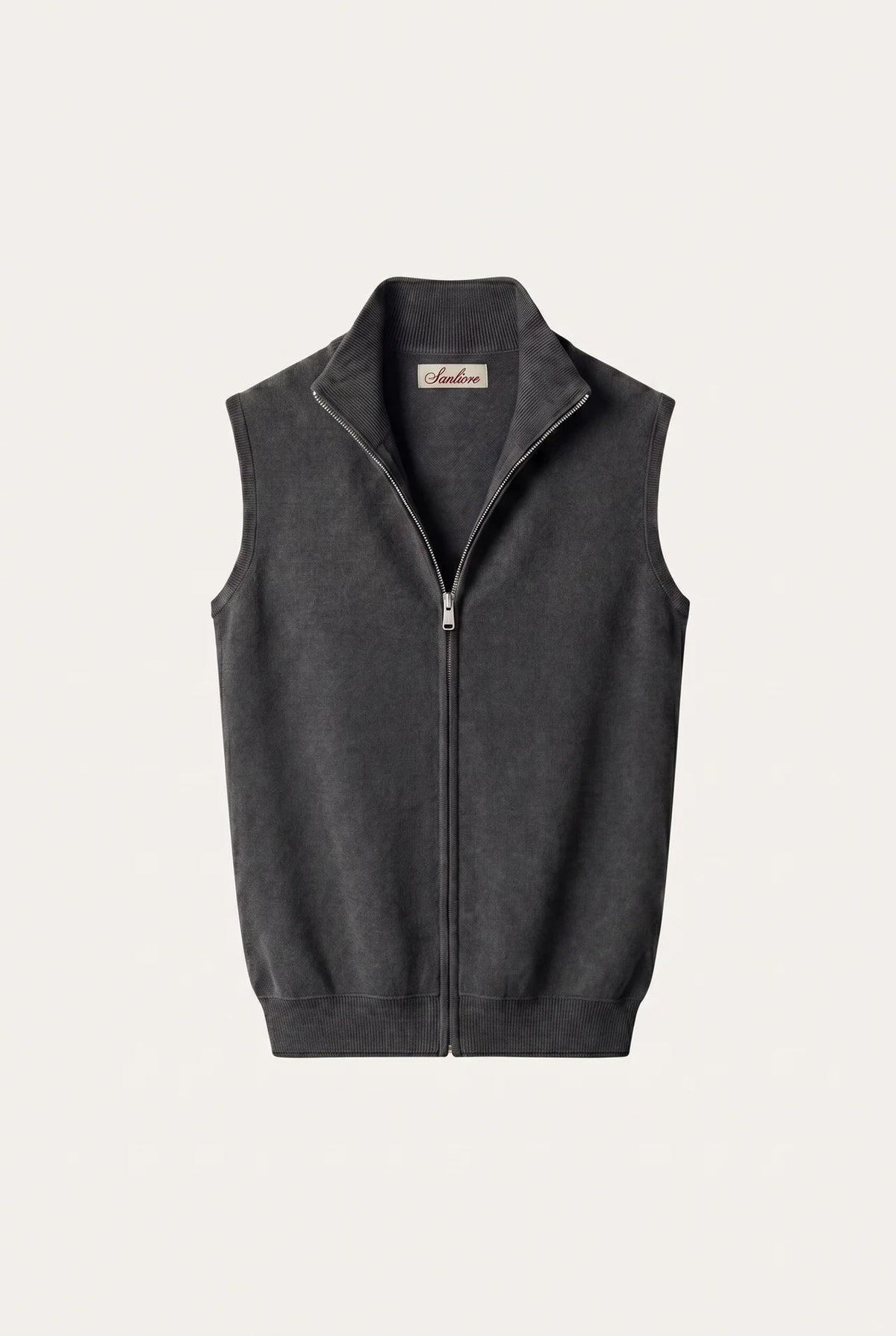 Biella Merino Zip Vest Dark Grey