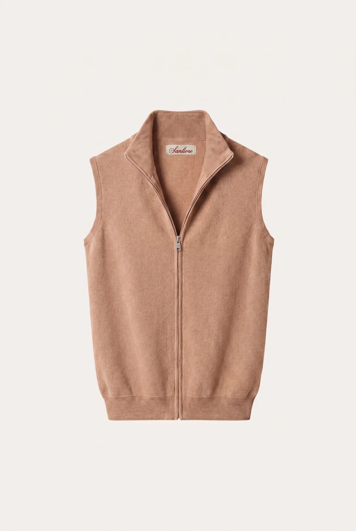 Biella Merino Zip Vest Camel