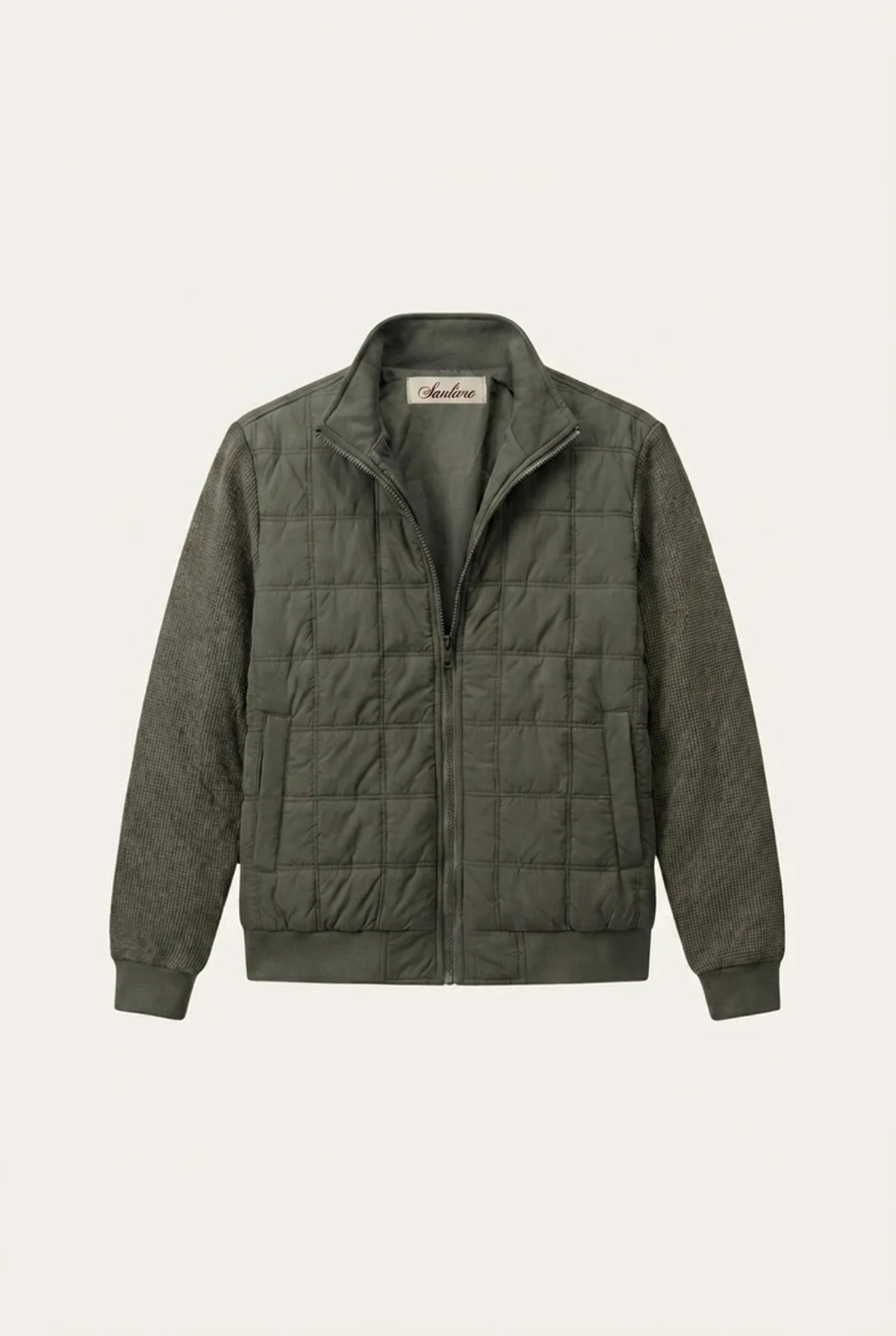 Treviso Quilted Hybrid Jacket Olive Green