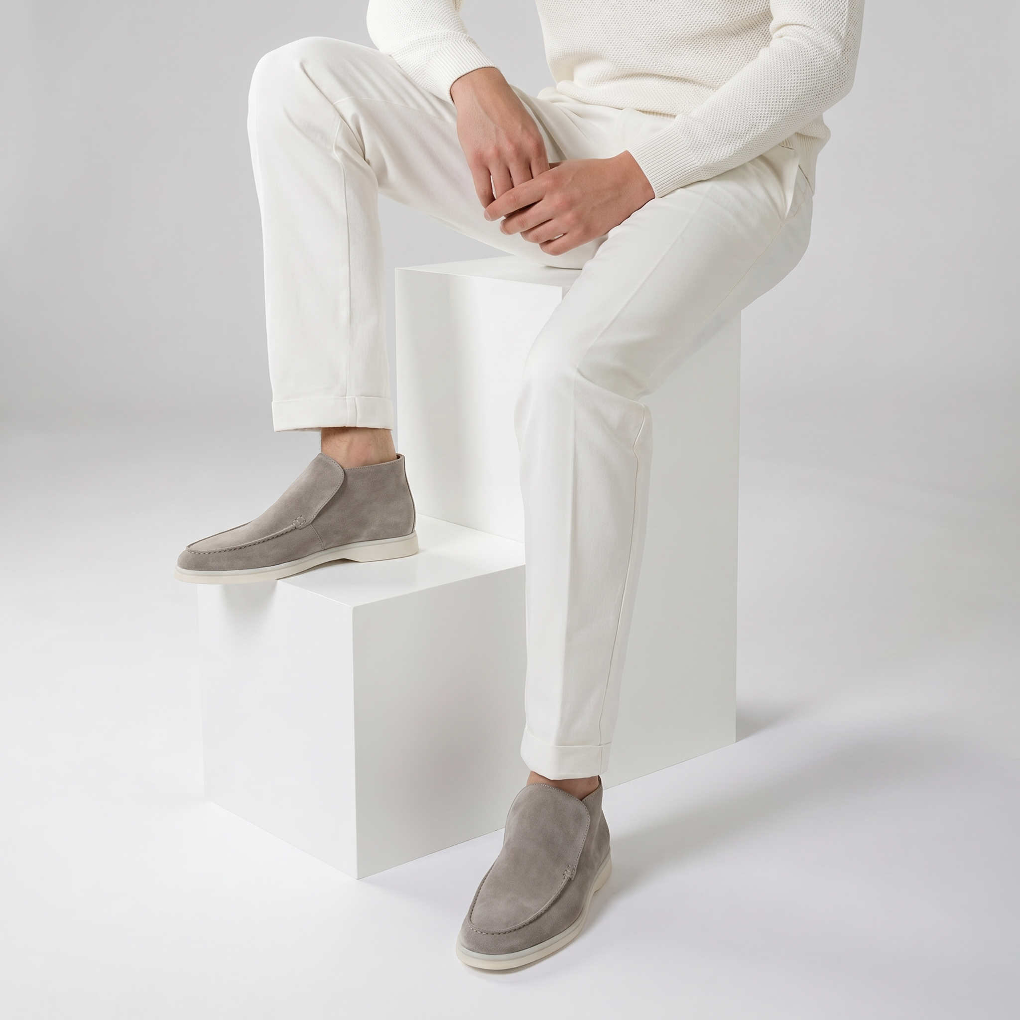 Milano City Loafer Suede Stone Grey