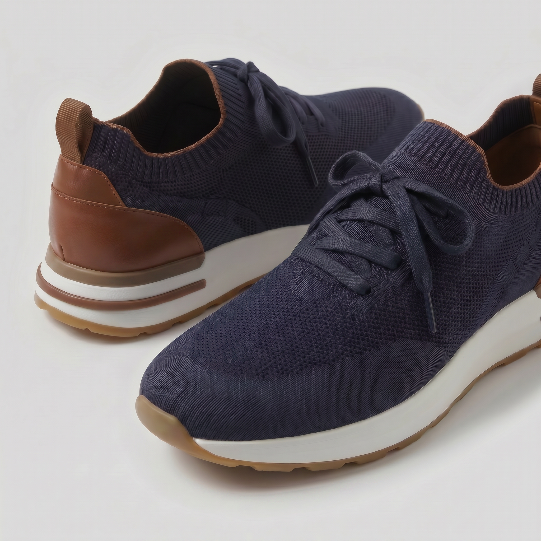 Siena Knit Sneaker Navy Cognac