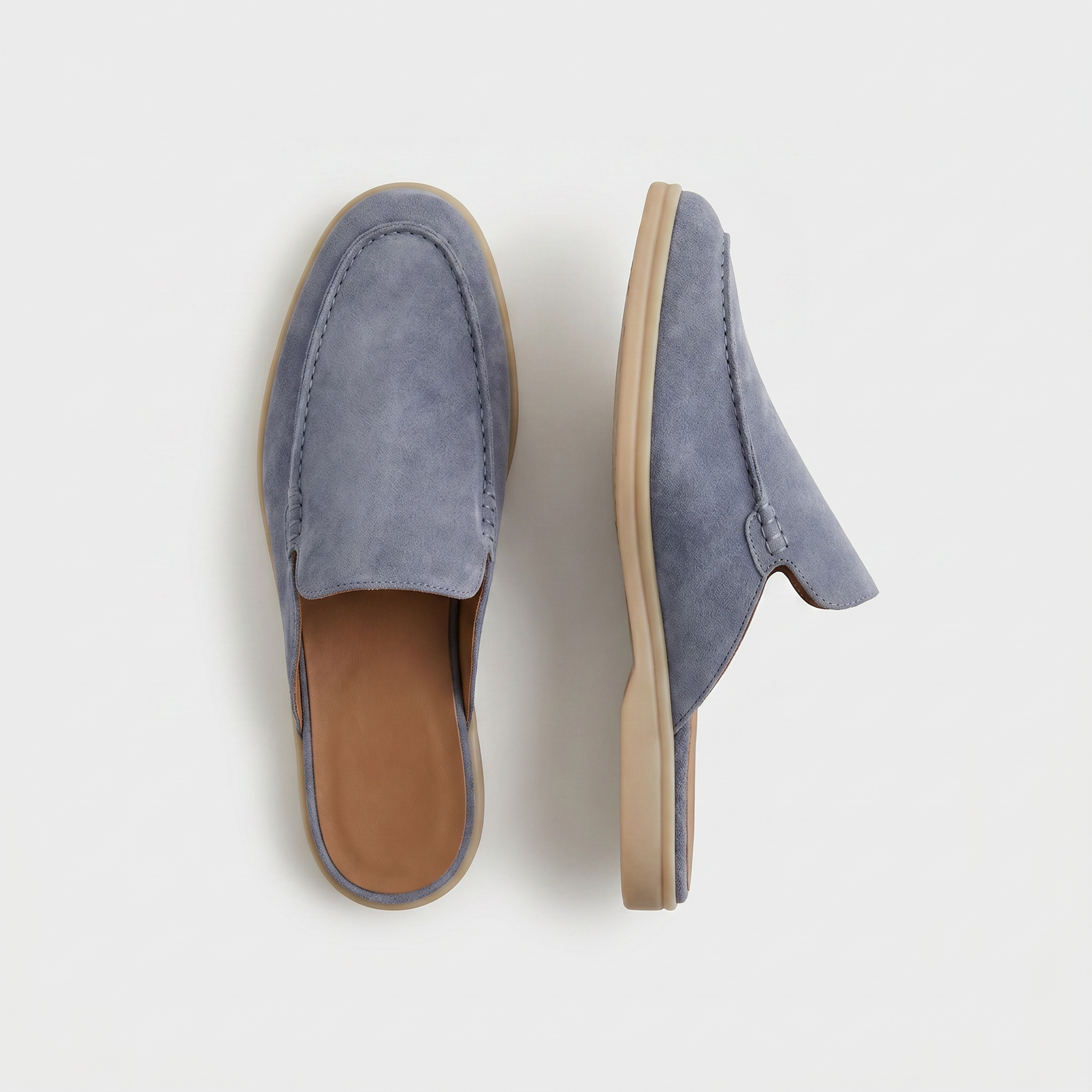 Positano Suede Mule Slate Blue