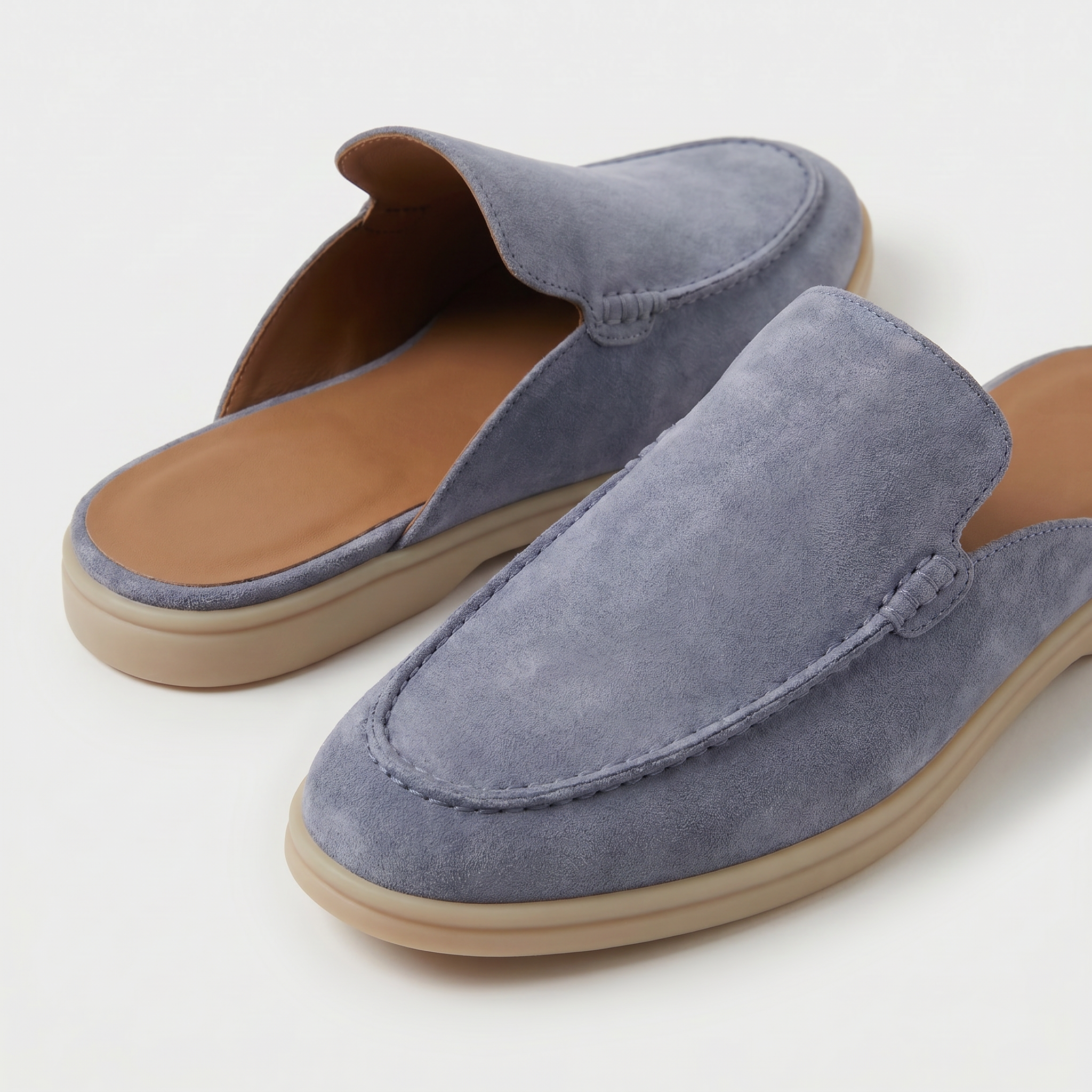 Positano Suede Mule Slate Blue