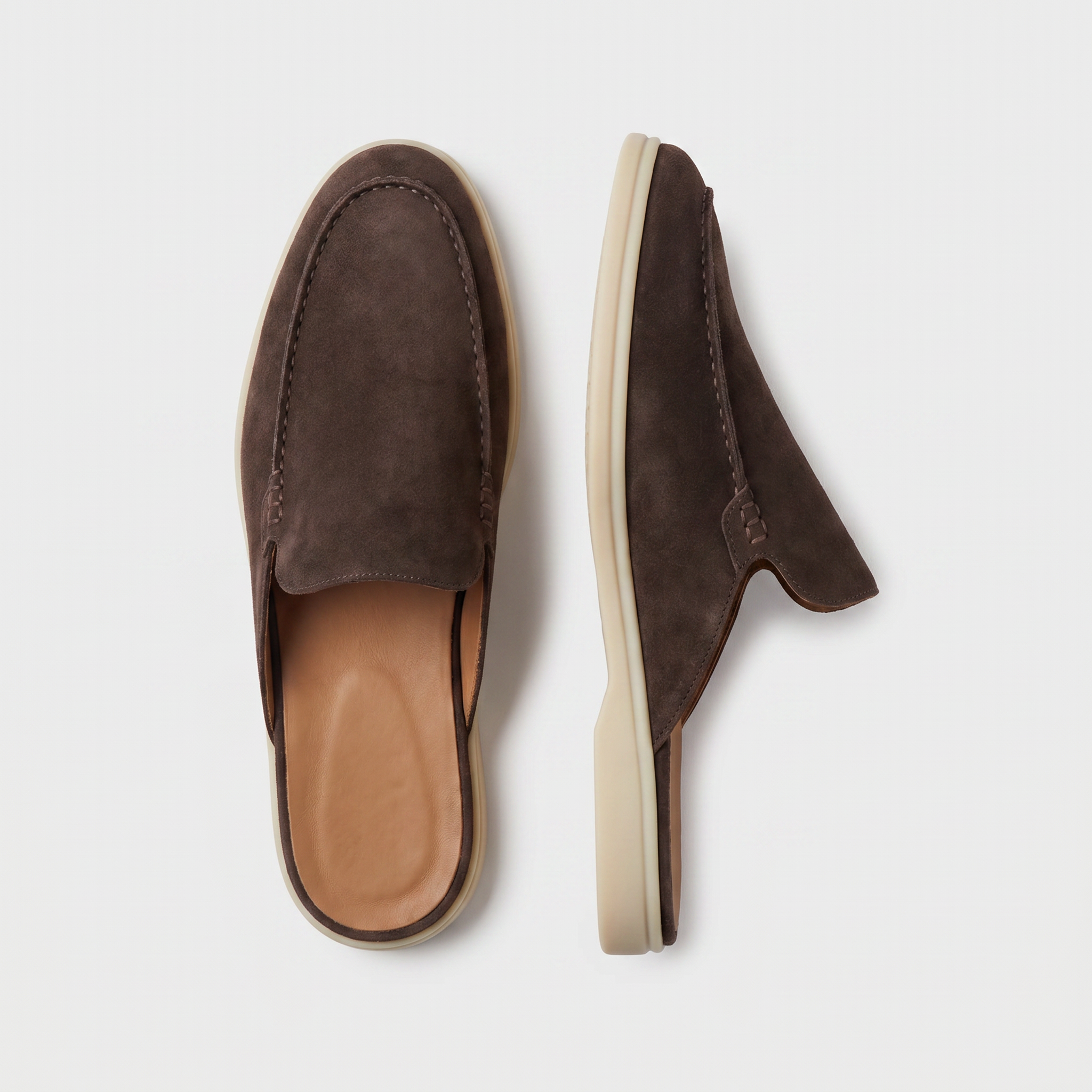 Positano Suede Mule Dark Brown