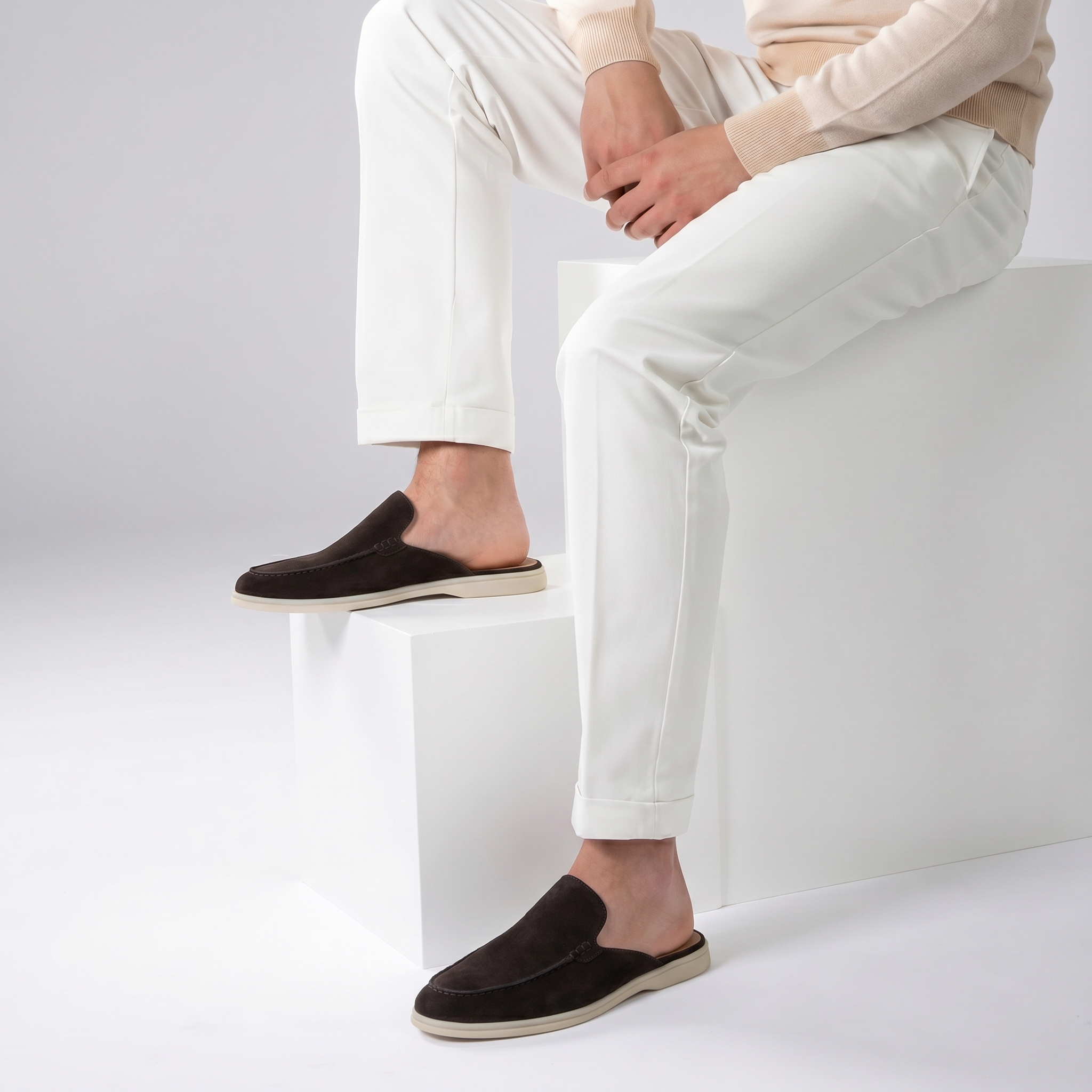 Positano Suede Mule Black