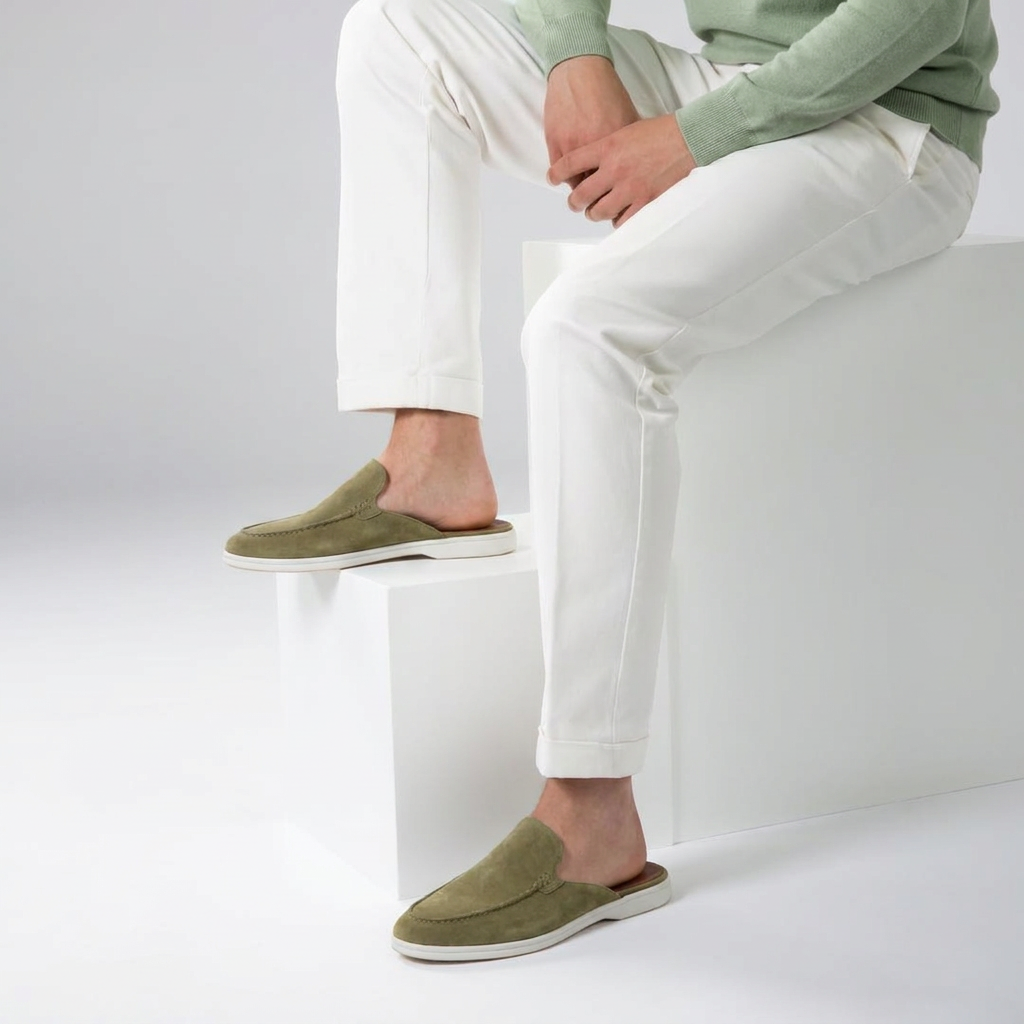 Positano Suede Mule Olive