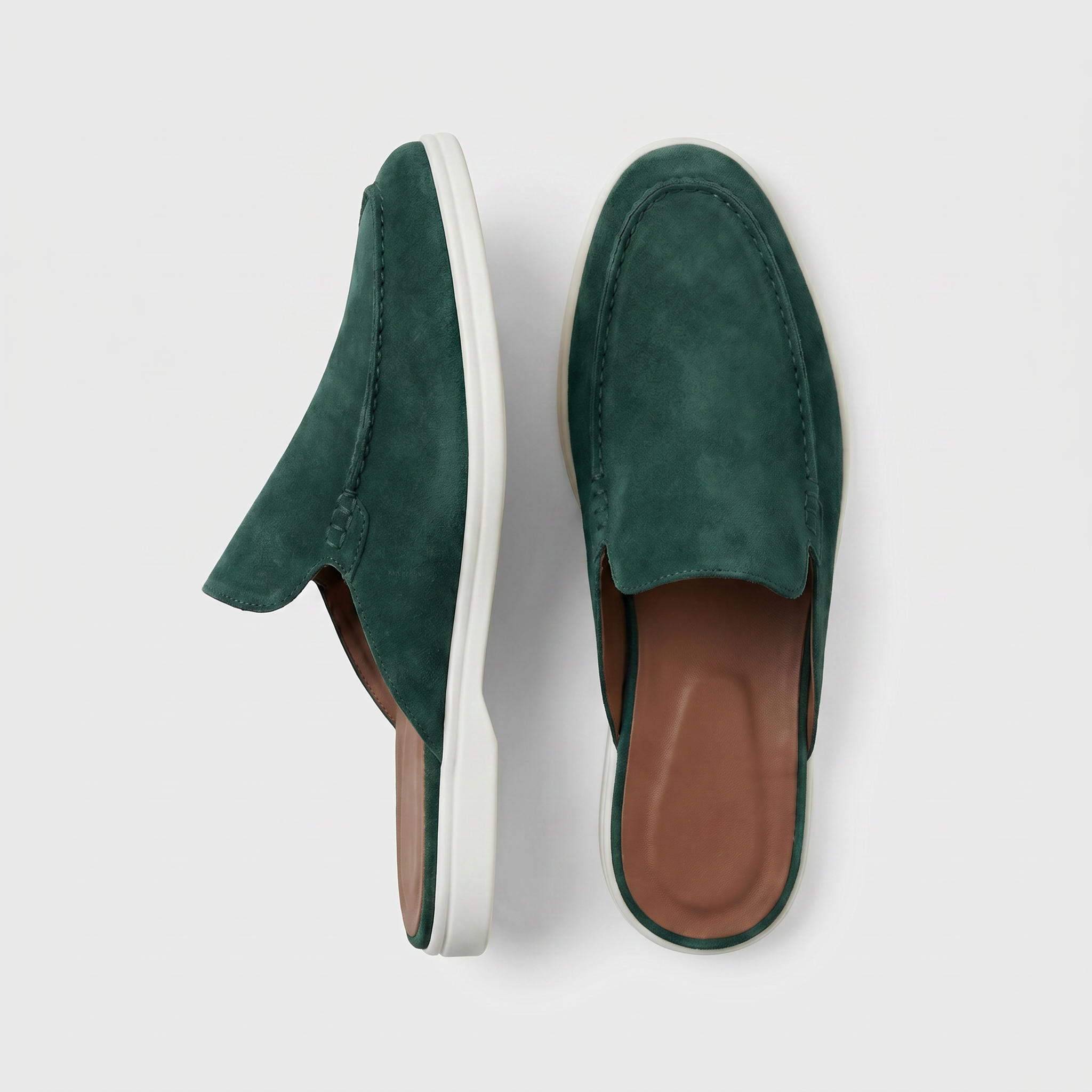 Positano Suede Mule Forest Green