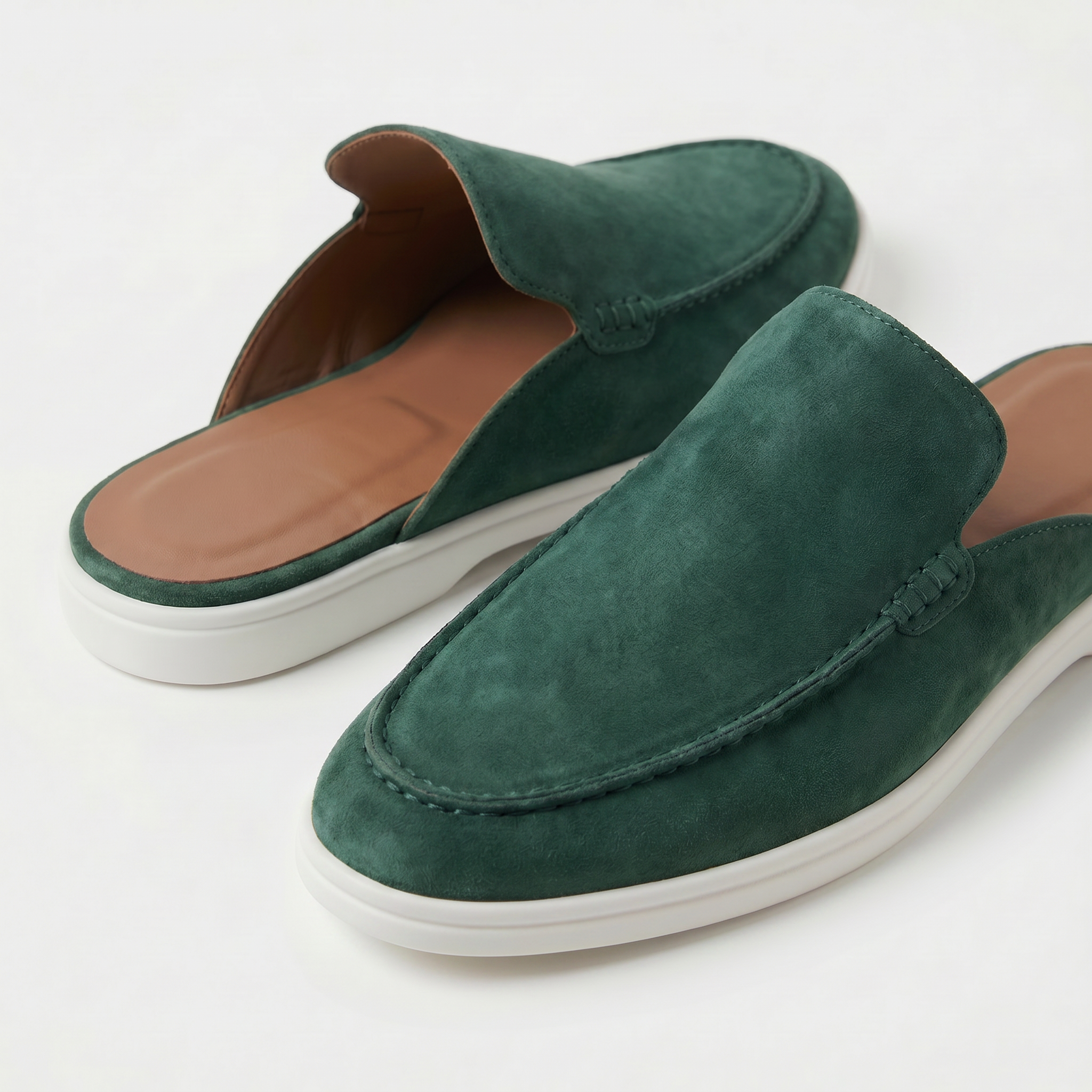 Positano Suede Mule Forest Green