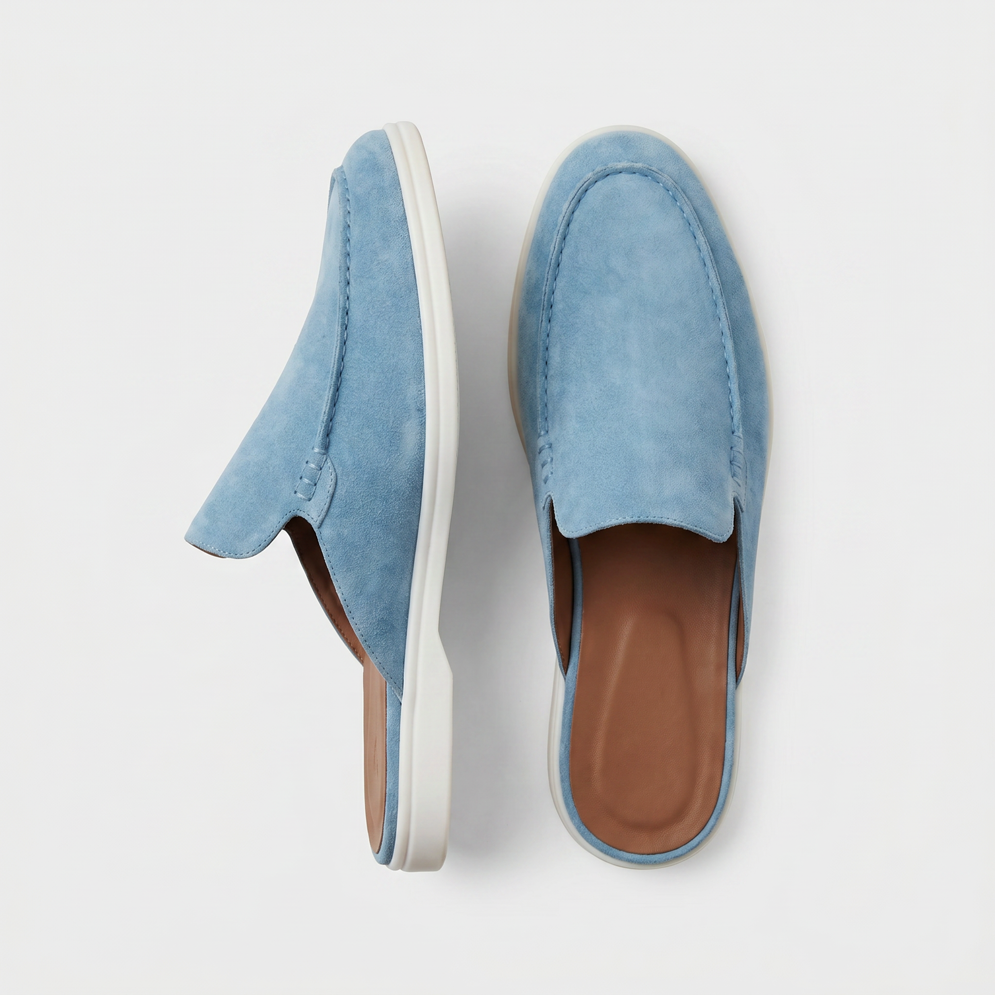 Positano Suede Mule Sky Blue