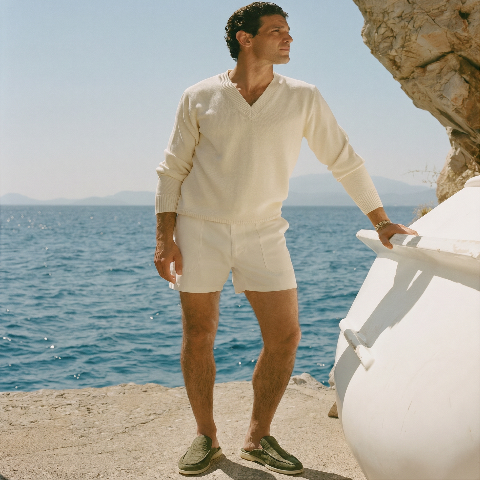 Positano Croco Mule Olive