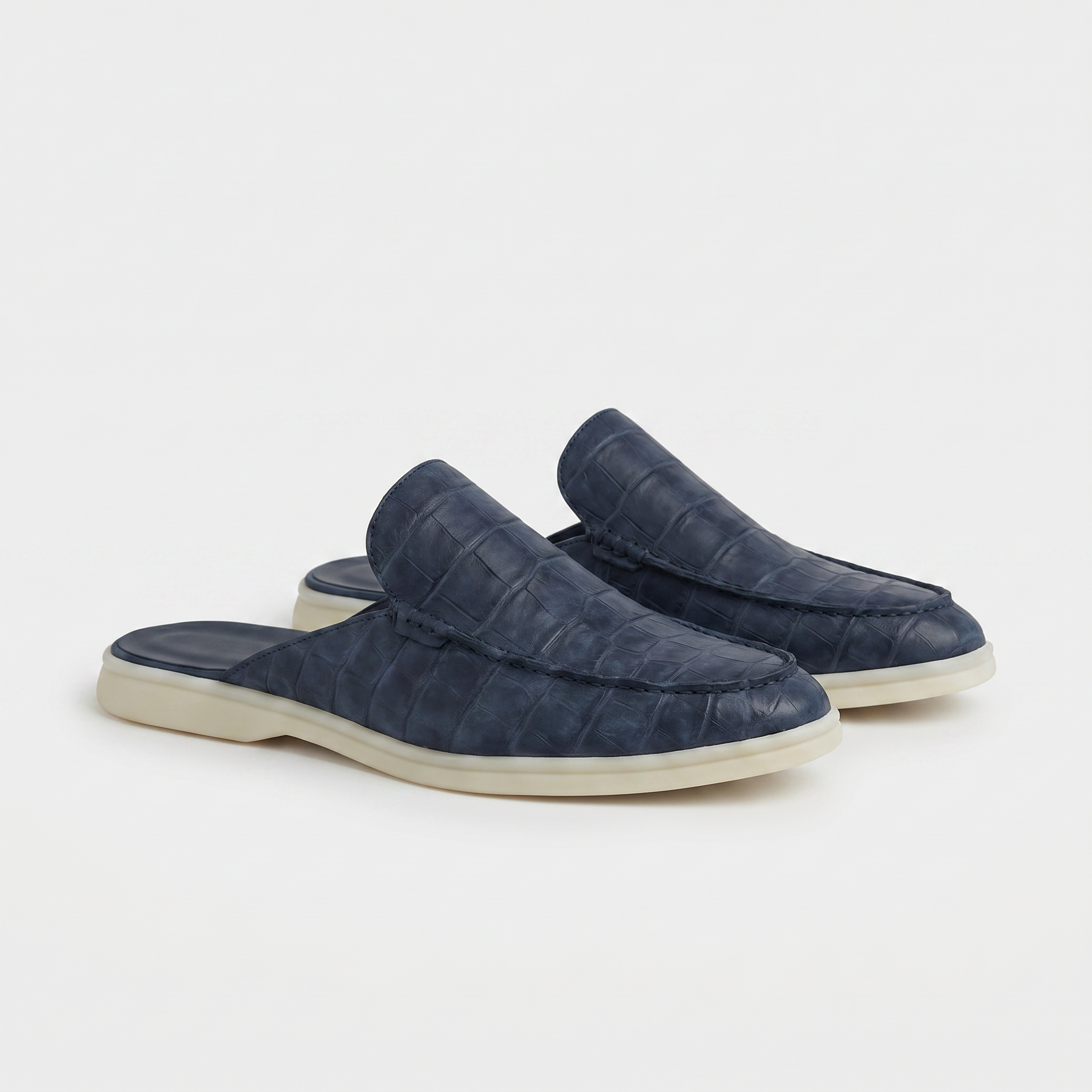 Positano Croco Mule Navy