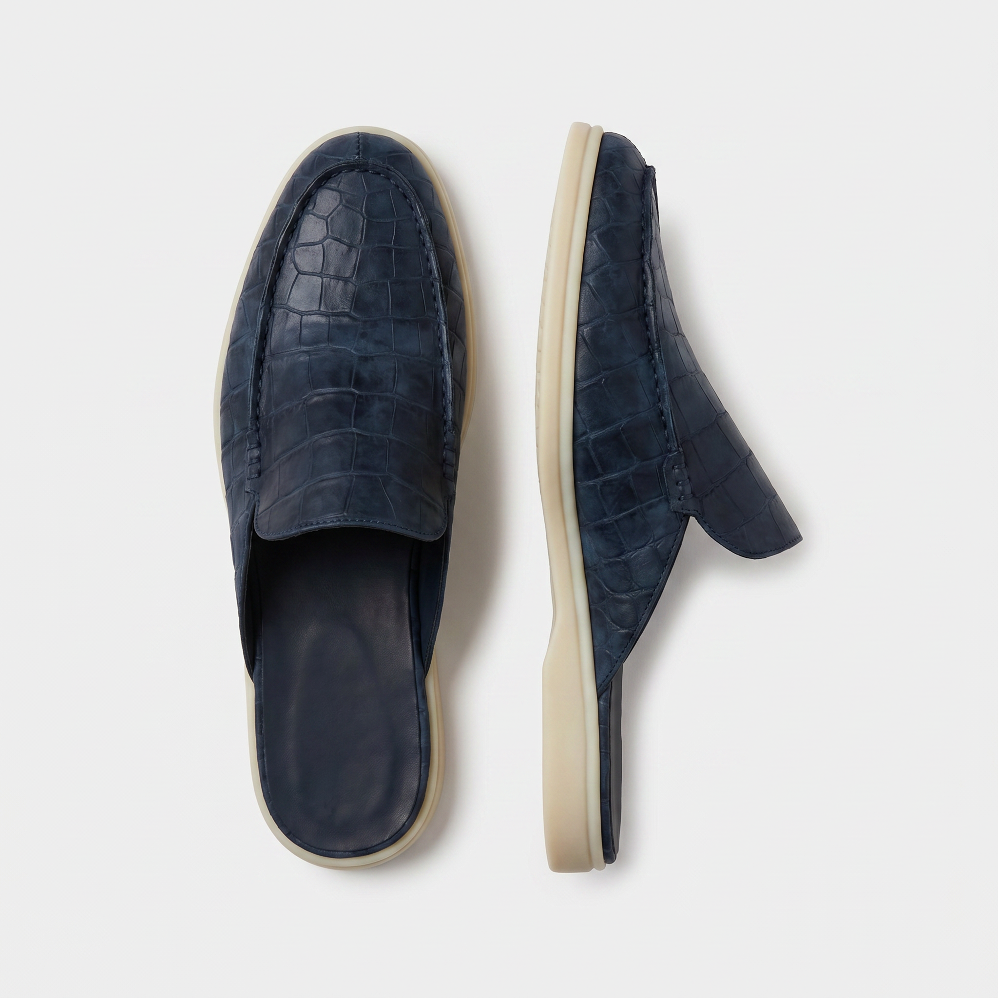 Positano Croco Mule Navy