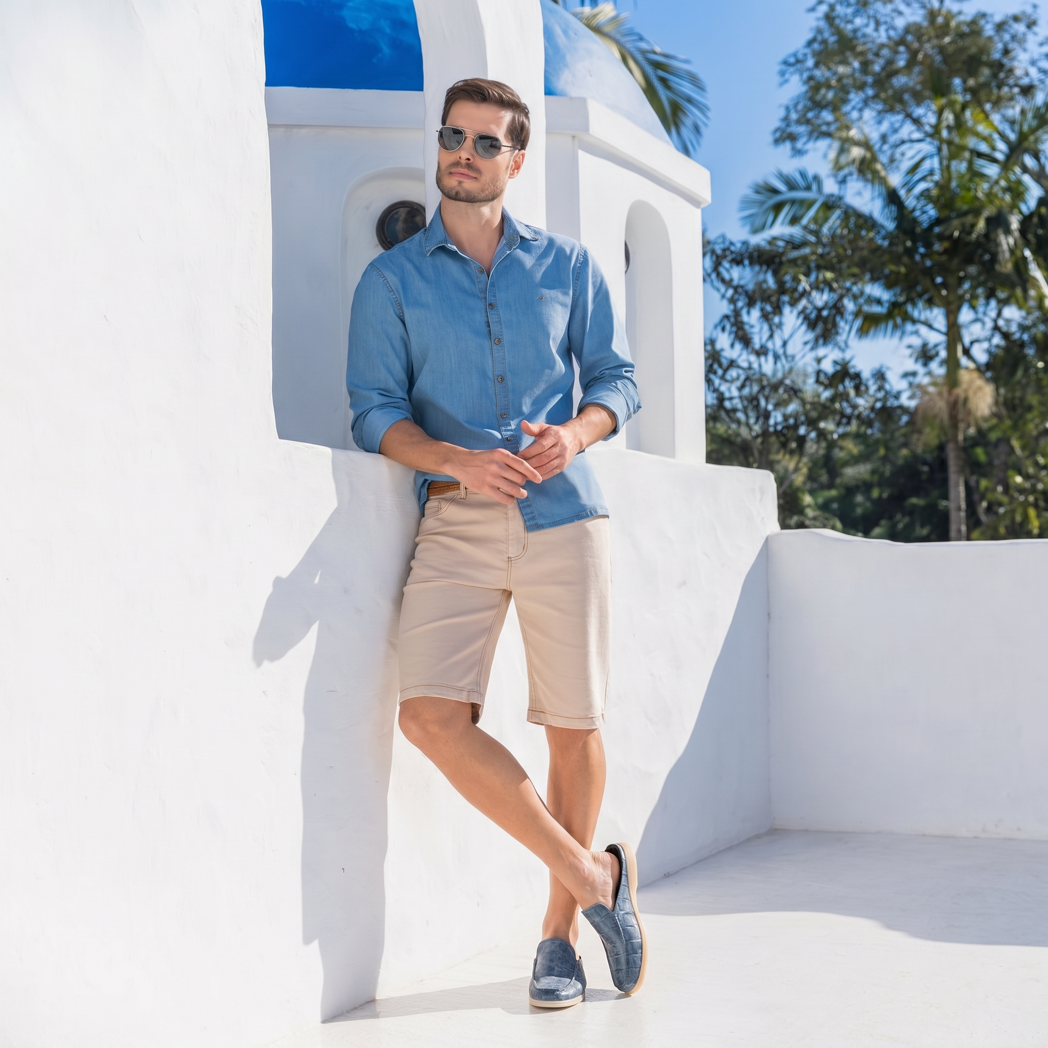 Positano Croco Mule Slate Blue