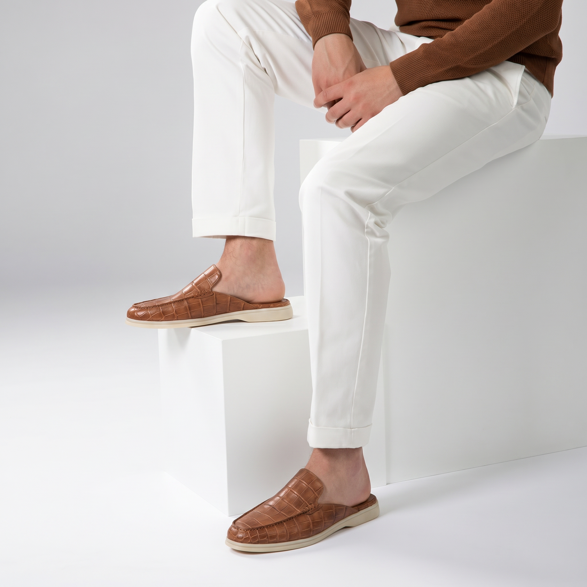 Positano Croco Mule Tan
