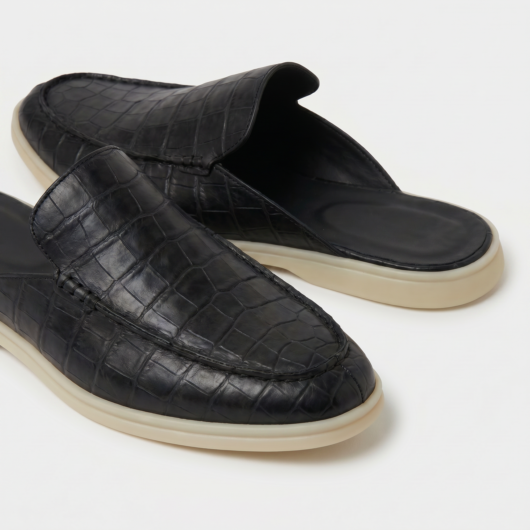 Positano Croco Mule Black