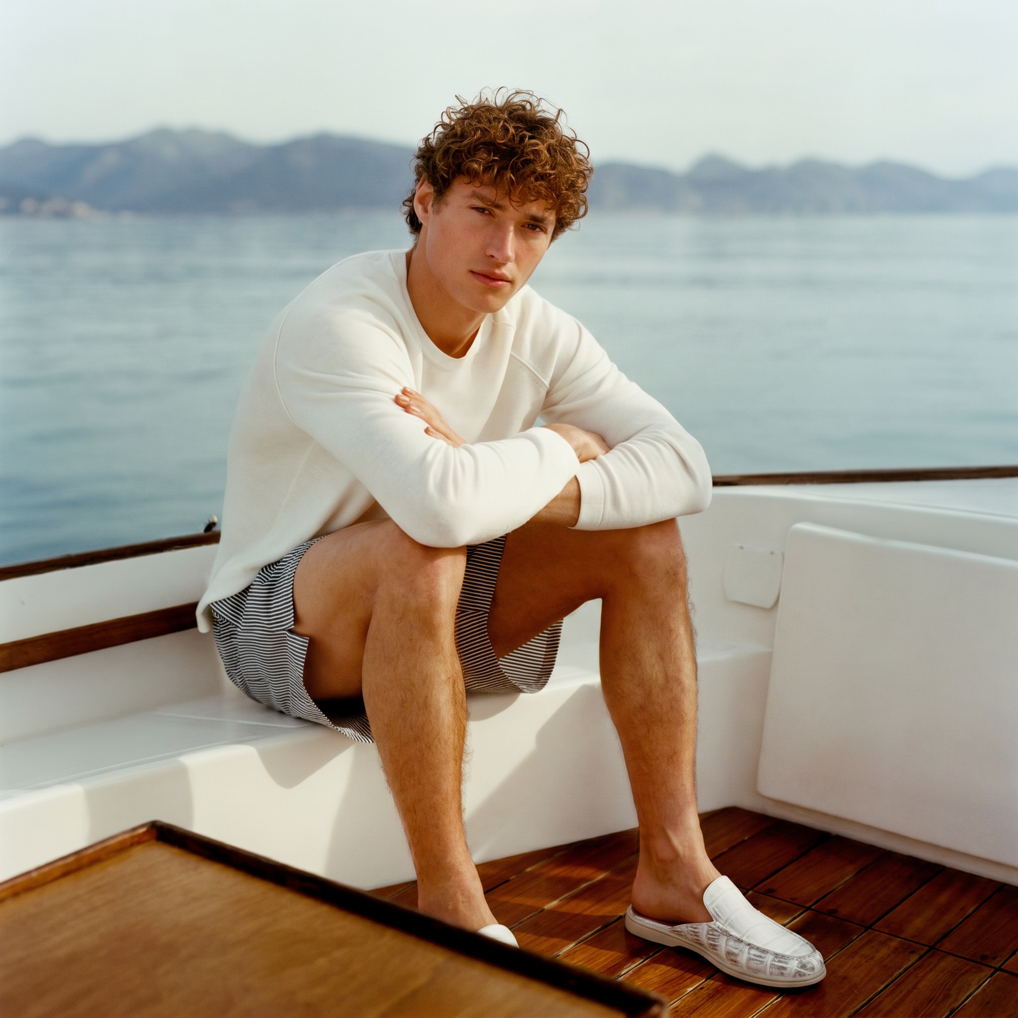 Positano Croco Mule Chalk White