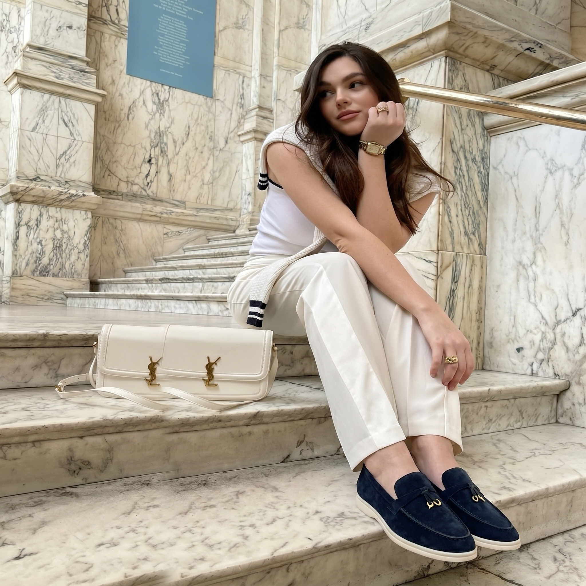 Como Suede Loafer Women Navy